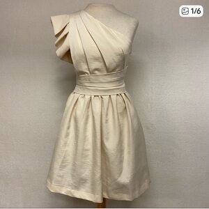 MM Couture Cream One-Shoulder Dress